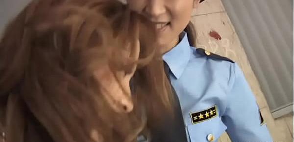  Lesbian police officer licks and toys Japanese hottie Momomi Sawajiri